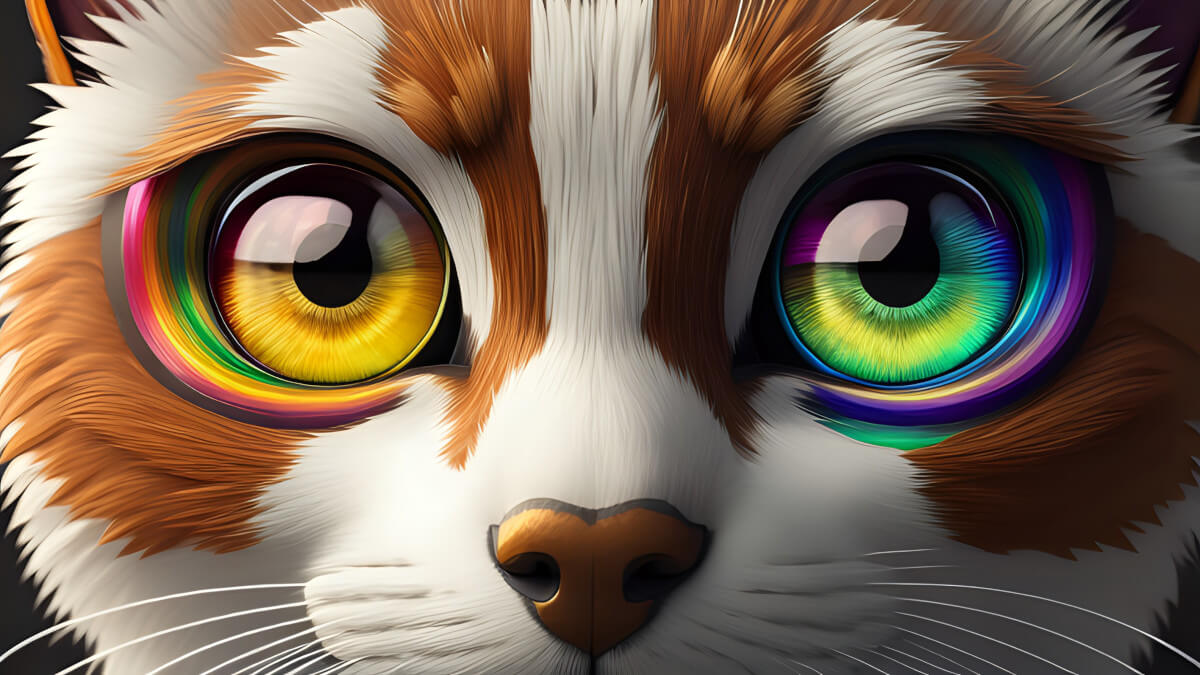 Katzenaugen in Regenbogenfarben
