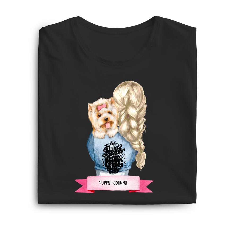 Jugend T-Shirt - Junge/Mädchen mit Hund auf dem Arm - Personalisierbar