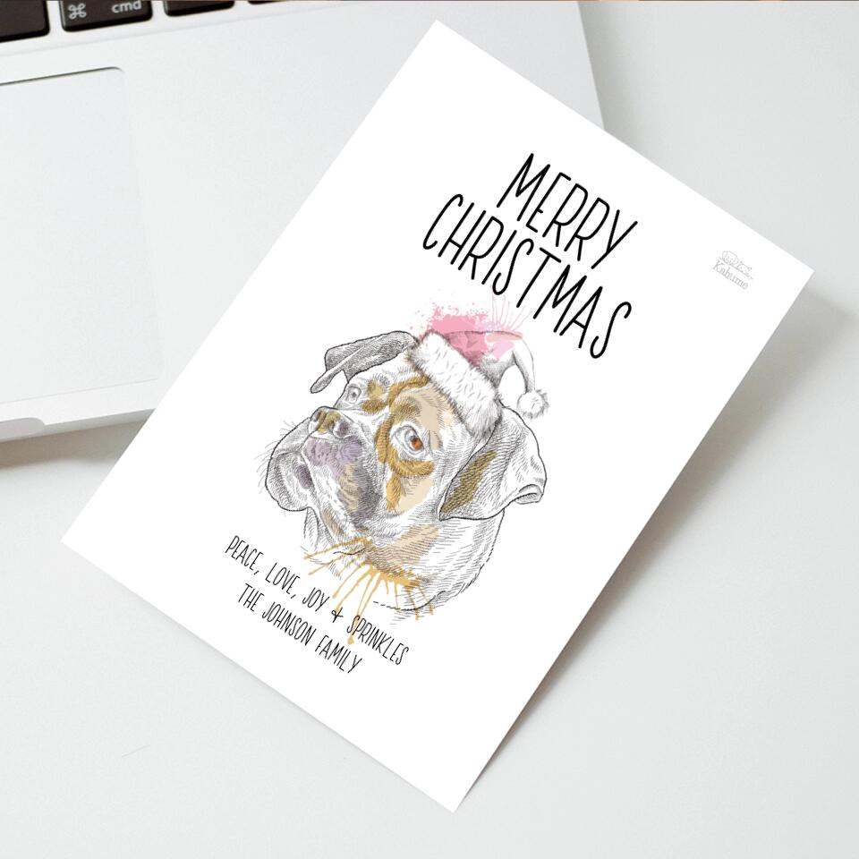 Dein Hund mit Santa-Mütze - Personalisierbare Postkarte