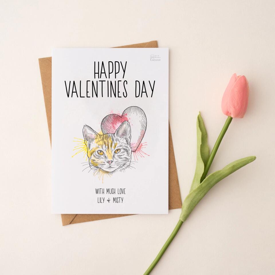 Valentinstag mit deiner Katze - Personalisierbare Postkarte