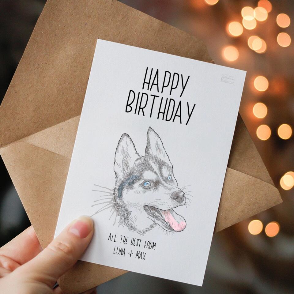 Happy Birthday Postkarte mit deinem Hund - Personalisierbar