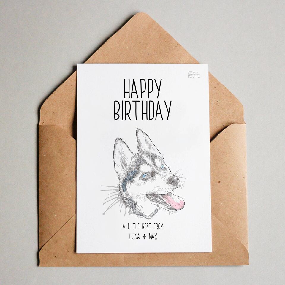 Happy Birthday Postkarte mit deinem Hund - Personalisierbar