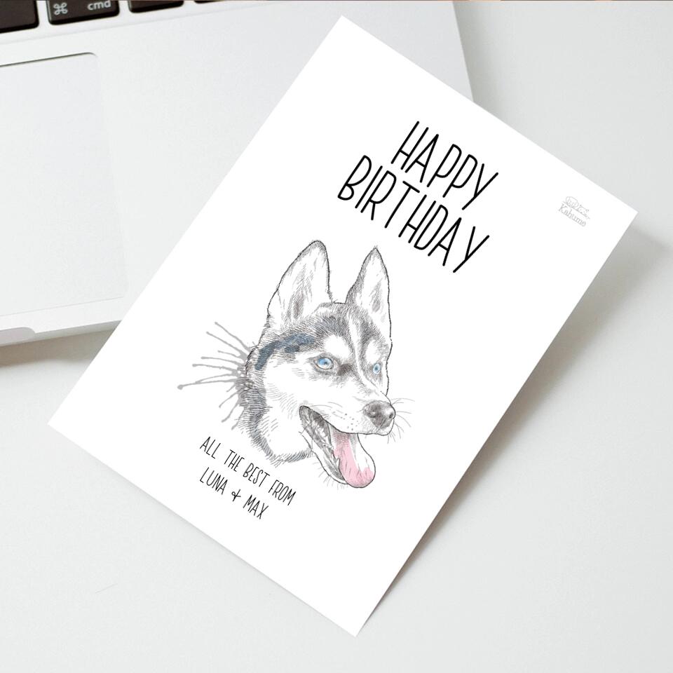 Happy Birthday Postkarte mit deinem Hund - Personalisierbar