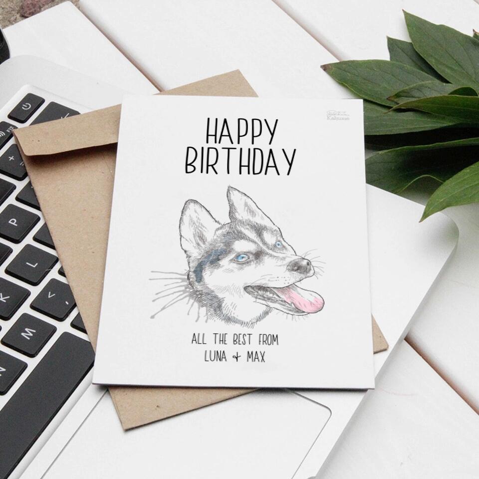 Happy Birthday Postkarte mit deinem Hund - Personalisierbar