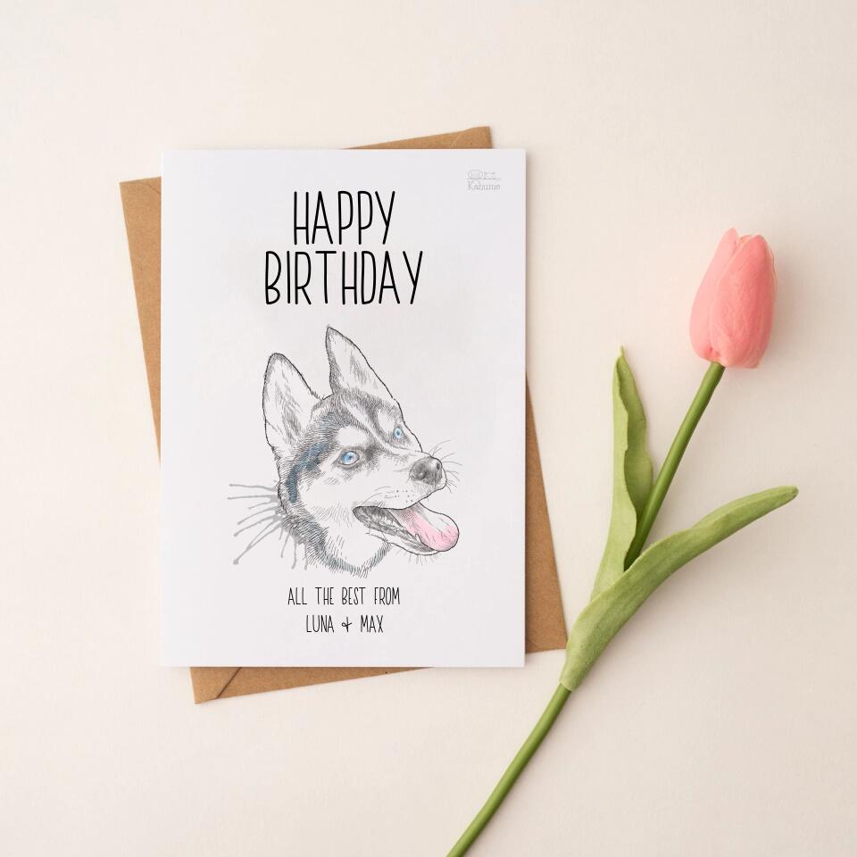Happy Birthday Postkarte mit deinem Hund - Personalisierbar