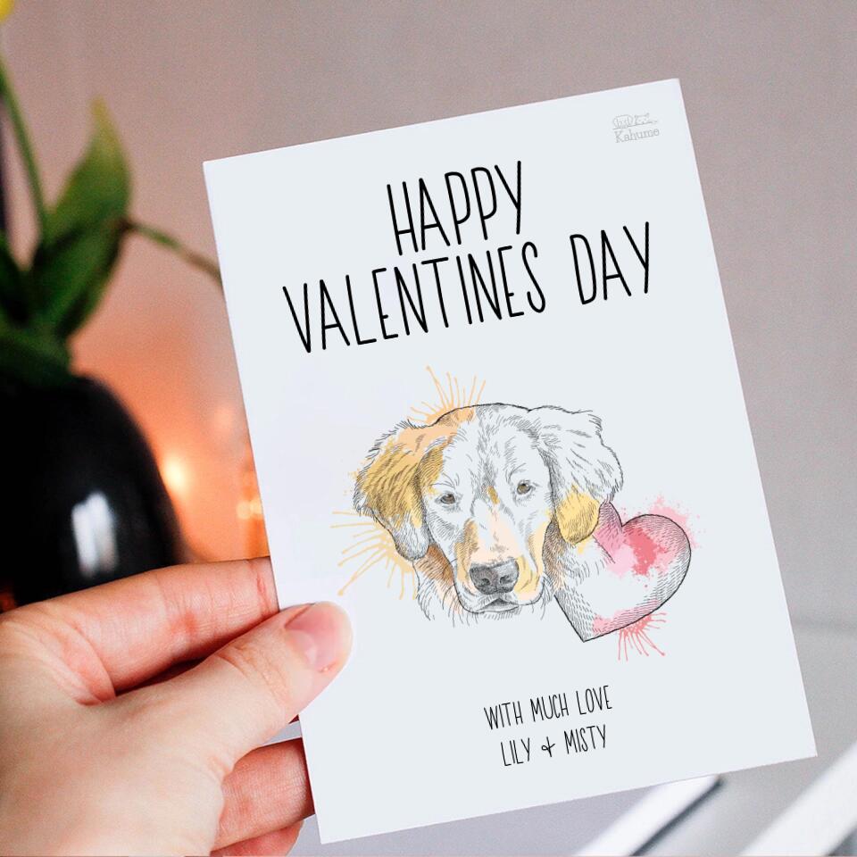 Valentinstag mit deinem Hund - Personalisierbare Postkarte