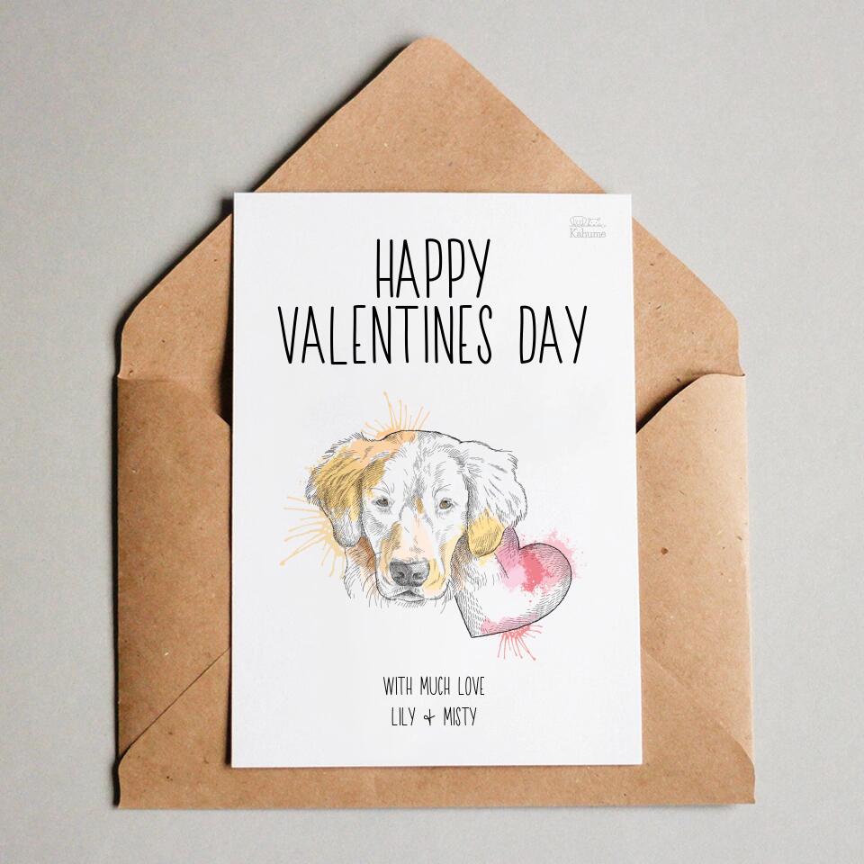 Valentinstag mit deinem Hund - Personalisierbare Postkarte