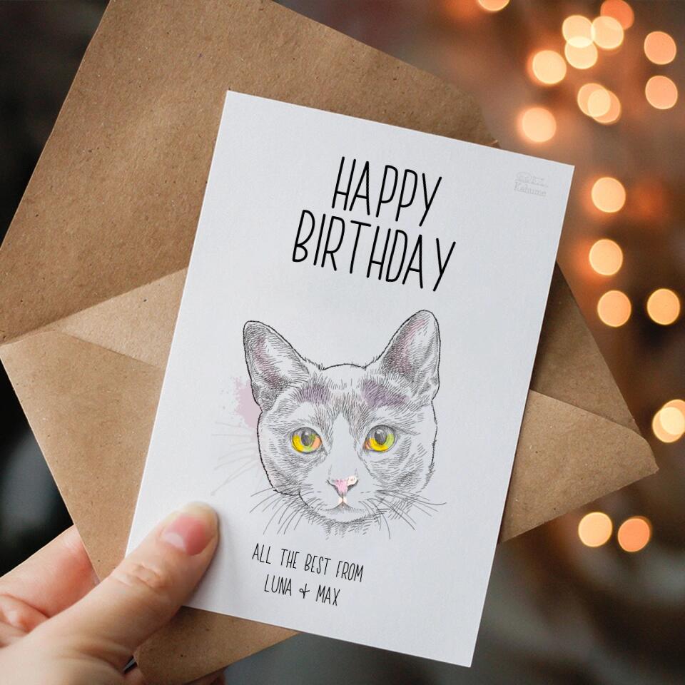 <tc>Happy Birthday Postcard with you cat - Customizable</tc>