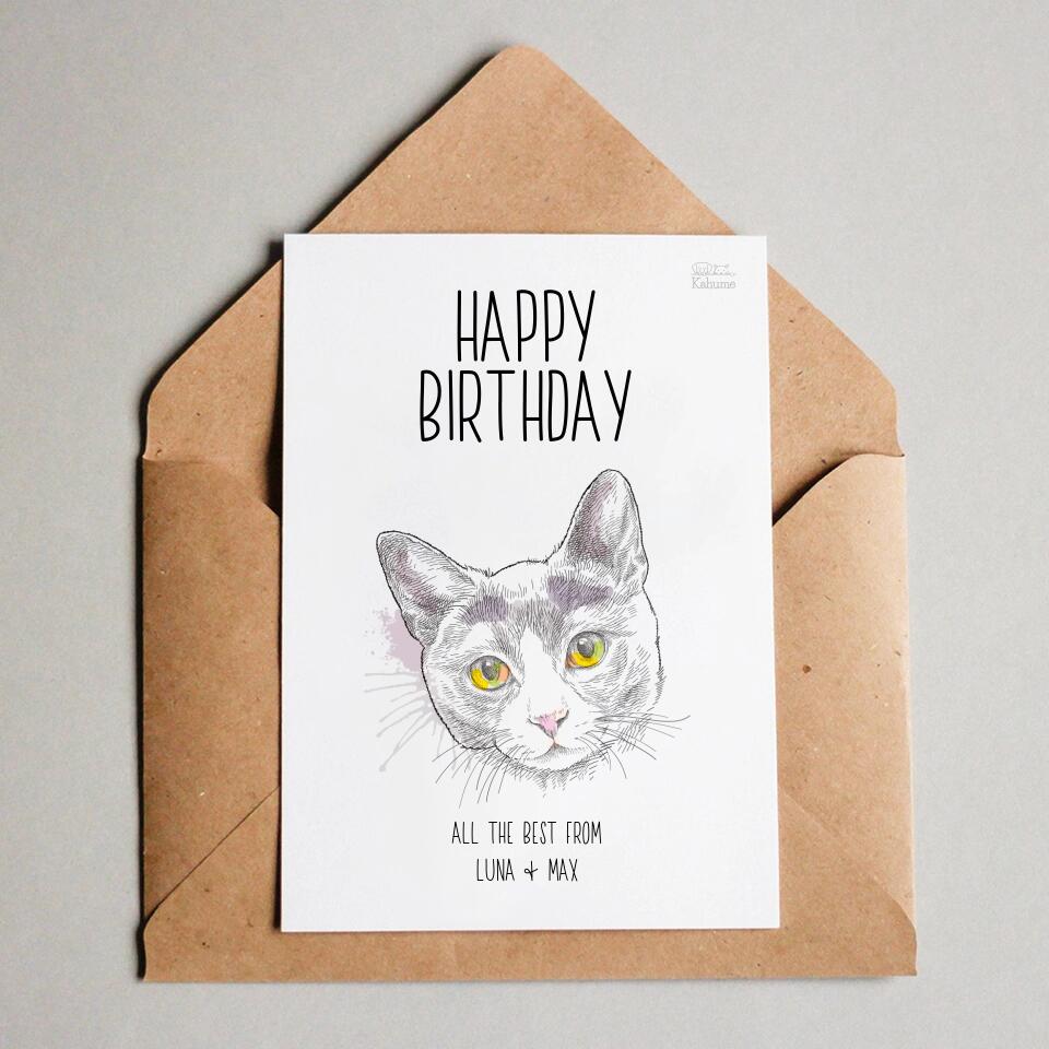 <tc>Happy Birthday Postcard with you cat - Customizable</tc>
