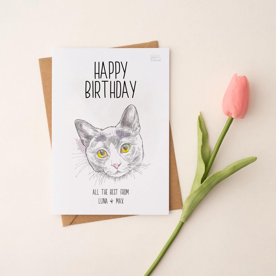 <tc>Happy Birthday Postcard with you cat - Customizable</tc>