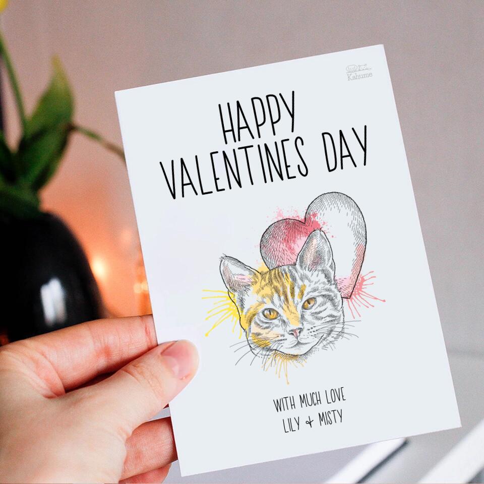 Valentinstag mit deiner Katze - Personalisierbare Postkarte