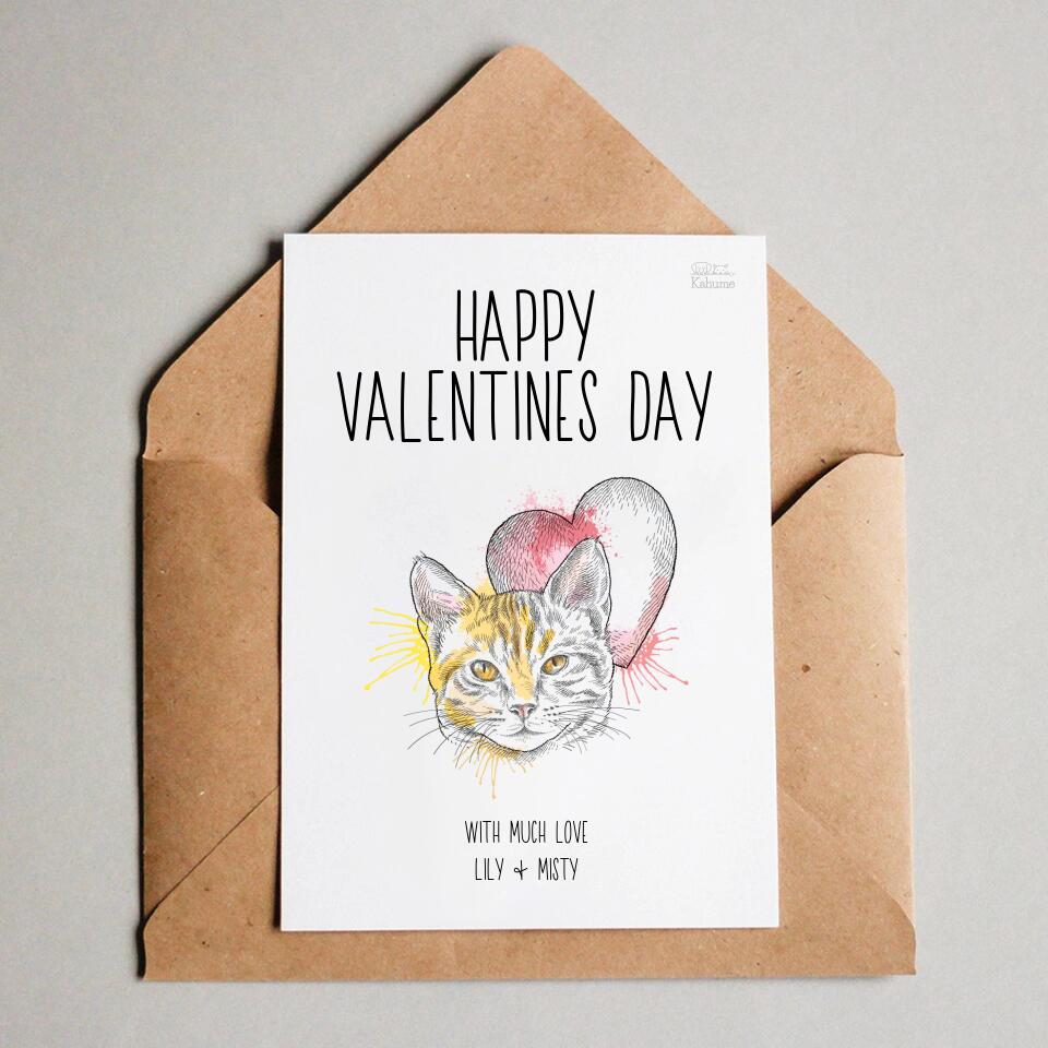 Valentinstag mit deiner Katze - Personalisierbare Postkarte