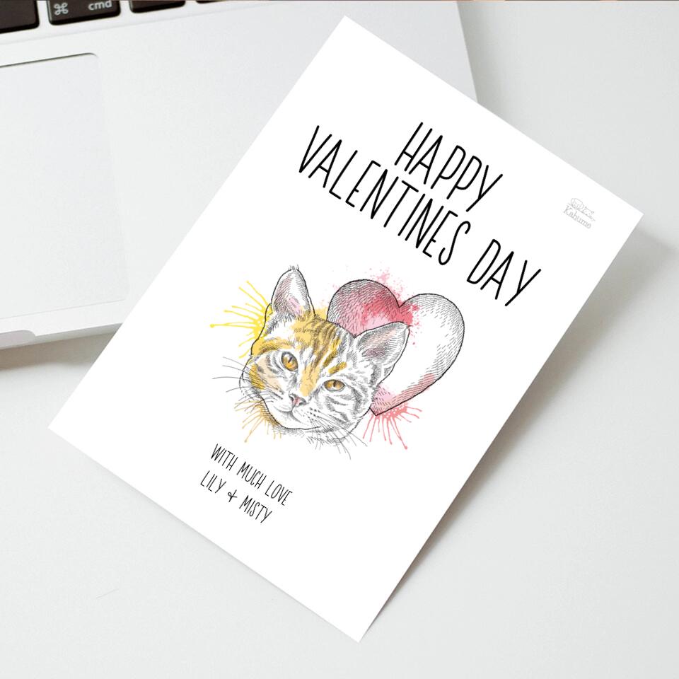Valentinstag mit deiner Katze - Personalisierbare Postkarte