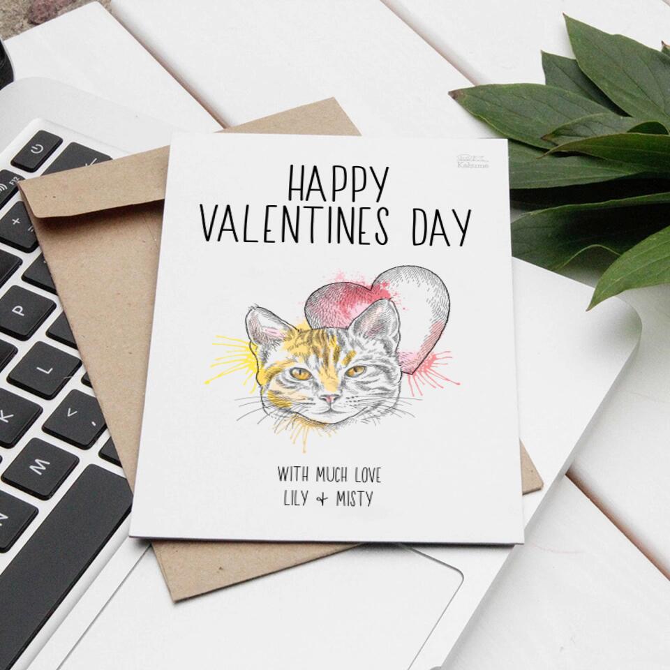 Valentinstag mit deiner Katze - Personalisierbare Postkarte